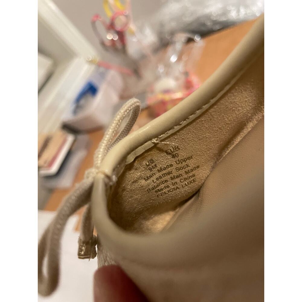 Sam Edelman Felicia Luxe Rattan Ballet Flats bow tan natural logo leather 9 - Picture 7 of 7